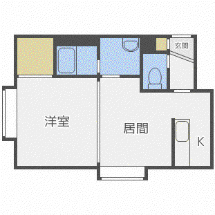 フィレント3(1DK/2階)の間取り写真