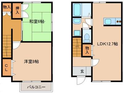 フォレストコート岩切IIE(2LDK/1階)の間取り写真