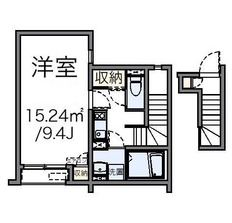 FERIO瀬田(1K/2階)の間取り写真