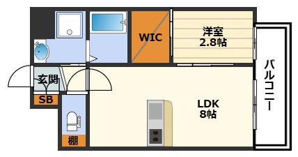 LIVECASA天満橋(1LDK/4階)の間取り写真