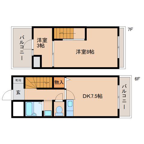 エイトウッドマンション(2DK/6階)の間取り写真