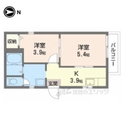 ホームズ飛鳥(2K/2階)の間取り写真