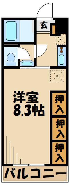 L`APPARTEMENT221(1K/1階)の間取り写真