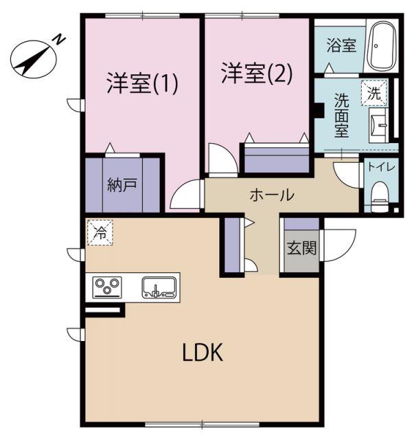 GRAND HILL 清水 I(2LDK/1階)の間取り写真