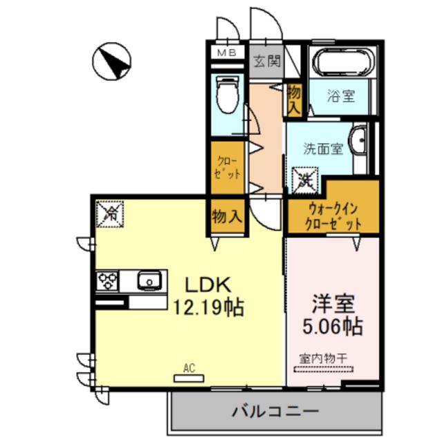 LA CASAMIA一条通(1LDK/1階)の間取り写真