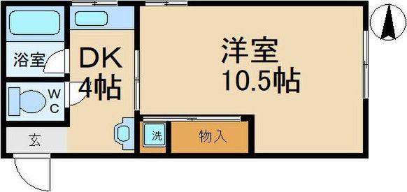 清光ハイツ(1DK/3階)の間取り写真