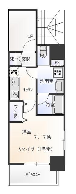 都営大江戸線 新御徒町駅 徒歩8分 8階建 築13年(1K/4階)の間取り写真