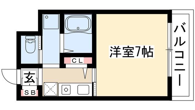 グランデ瓦町(1K/4階)の間取り写真