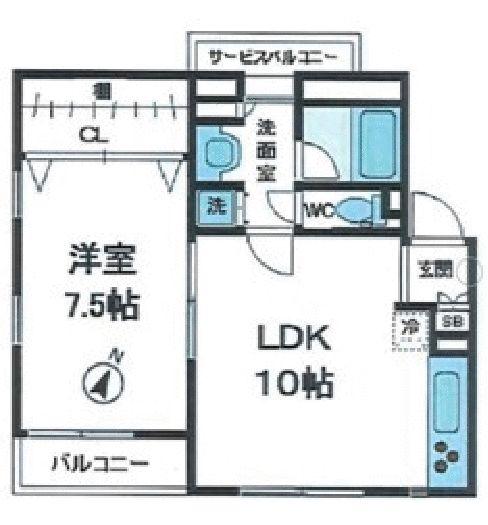 西麻布フラッツ(1DK/2階)の間取り写真