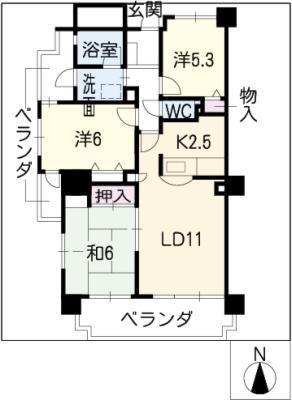 オペラ・デ・社台(3LDK/5階)の間取り写真