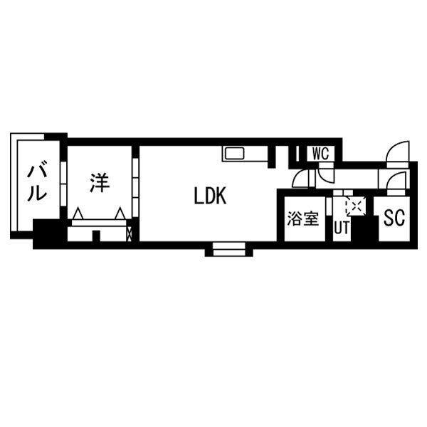 DRAW上本町(1LDK/12階)の間取り写真