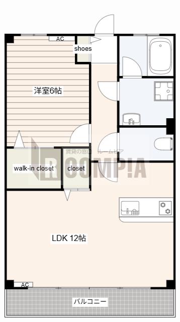 アイリスハイツ(1LDK/2階)の間取り写真