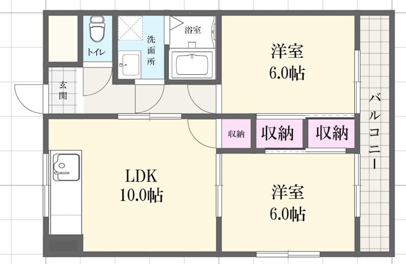 ピュア東姫路(2LDK/2階)の間取り写真