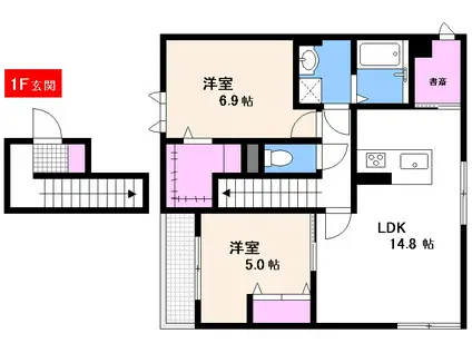 アウラ庚午北(2LDK/2階)の間取り写真
