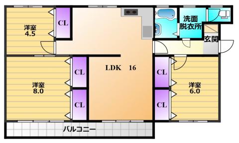 NA-SA曳馬(3LDK/3階)の間取り写真