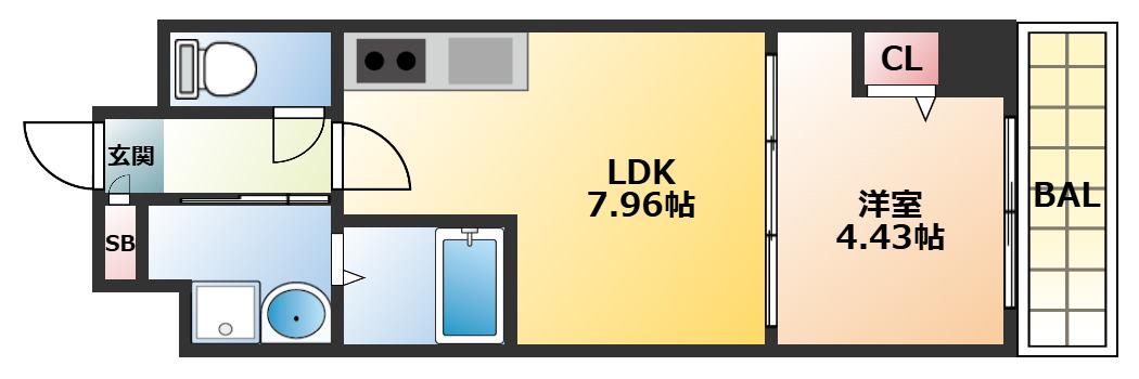 ドムス吉田(1LDK/7階)の間取り写真