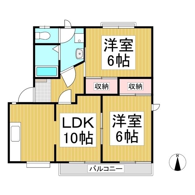 フレグランスフェアリー(2LDK/2階)の間取り写真