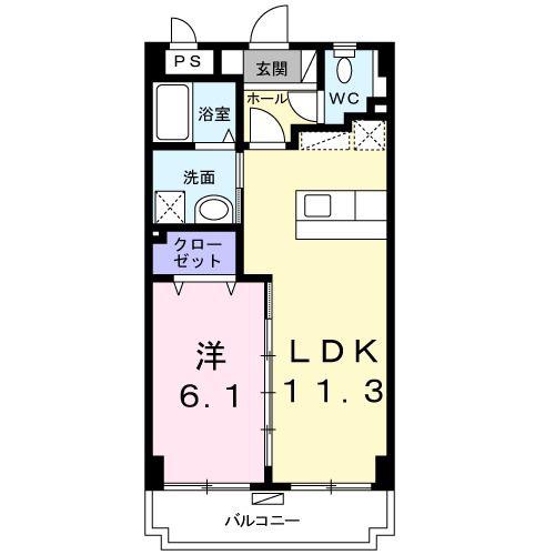 シブリングスMYT東浜(1LDK/3階)の間取り写真