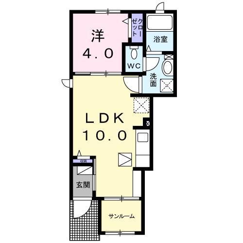 クレオ B 1LDK(1LDK/1階)の間取り写真