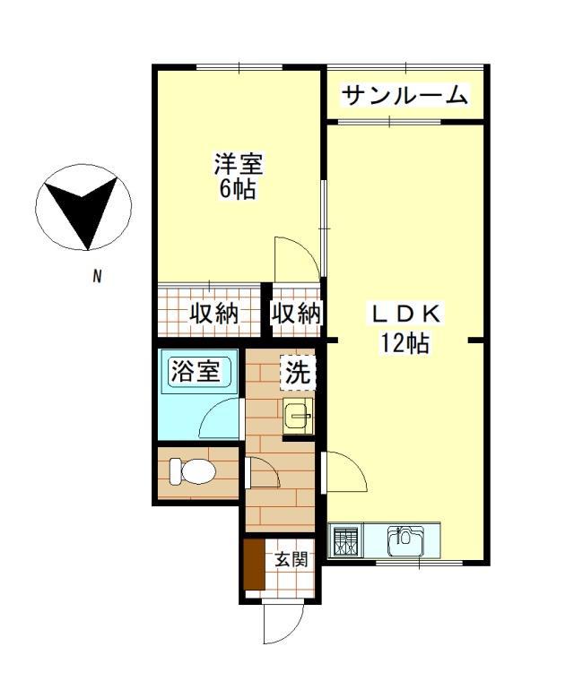 ときわビル(1LDK/2階)の間取り写真