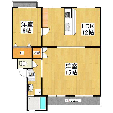 泉北原山台1号棟(2LDK/5階)の間取り写真