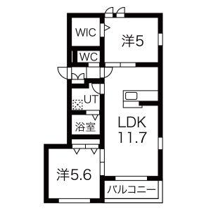 へーベルメゾン六甲道(2LDK/2階)の間取り写真
