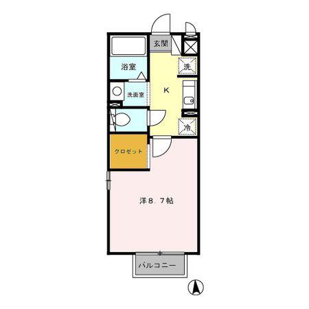 ウィルコート堤(1K/2階)の間取り写真