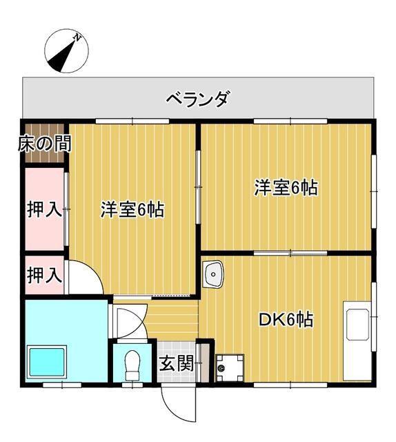 七福マンション西小島(2DK/1階)の間取り写真