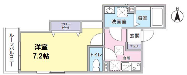SOMERSET イースト(1K/2階)の間取り写真