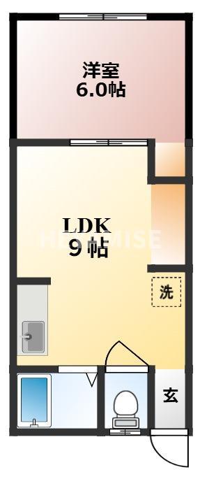 ピース大手(1LDK/1階)の間取り写真