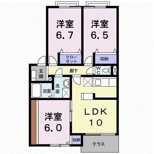 パルテノン吉藤A(3LDK/1階)の間取り写真