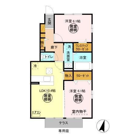 ライトニングT II(2LDK/1階)の間取り写真