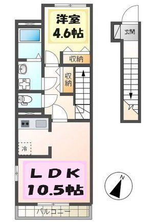 プランドール(1LDK/2階)の間取り写真