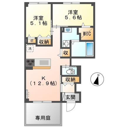 エル・ゴラッソY(2LDK/1階)の間取り写真