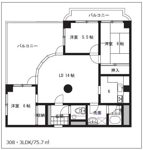 アトランティス百合丘(3LDK/4階)の間取り写真