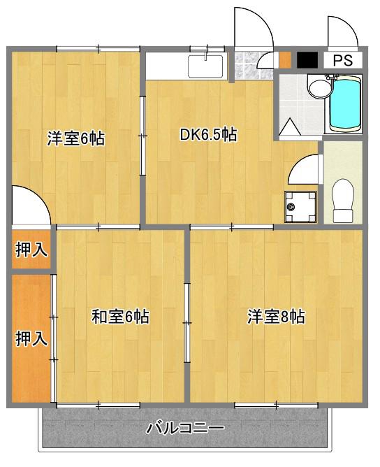ハイムルーウェ(3DK/3階)の間取り写真