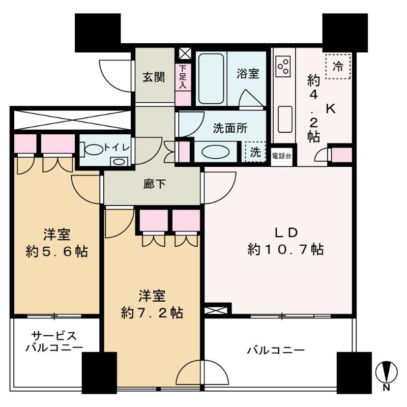 ザ・梅田タワー(2LDK/22階)の間取り写真