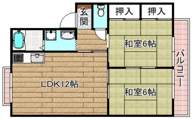 エクセレンス誠和(2LDK/1階)の間取り写真
