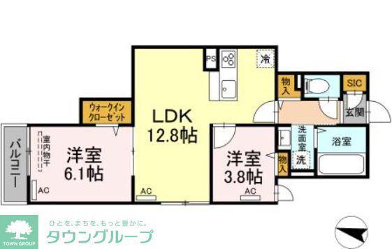 ルリアン北小岩II(2LDK/2階)の間取り写真