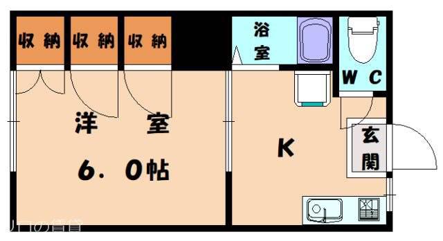 メルサハイツB(1K/1階)の間取り写真