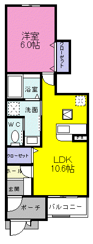 グレース・ガーデンII(1LDK/1階)の間取り写真