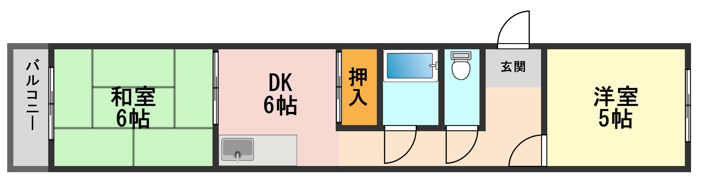 本田ビル(2K/2階)の間取り写真
