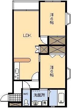 ビュークレイン1(2LDK/2階)の間取り写真