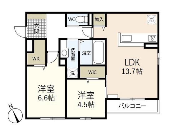 スカイ長束(2LDK/3階)の間取り写真