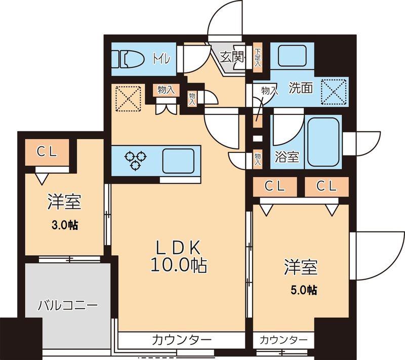 グランカーサ文京千石(2LDK/8階)の間取り写真