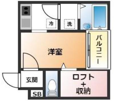 サエラIIIロイヤル(ワンルーム/2階)の間取り写真