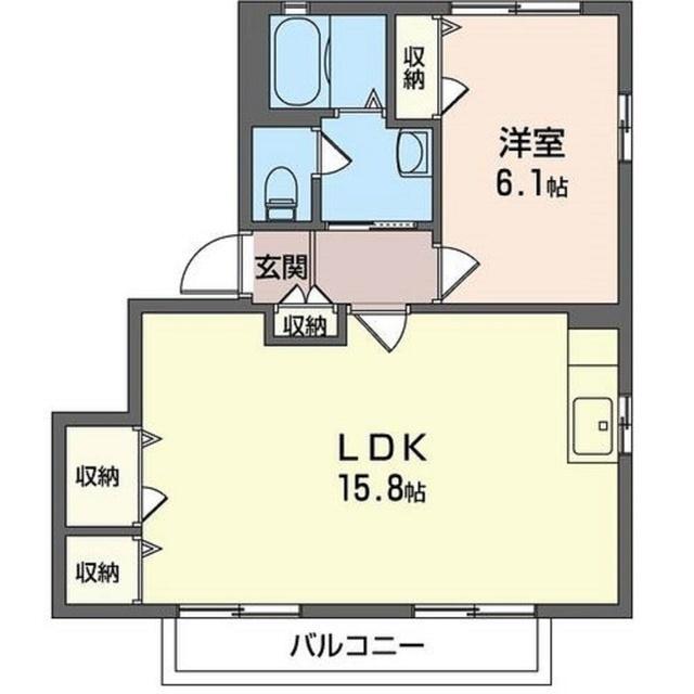 サニーハイツ駒ヶ橋(1LDK/1階)の間取り写真