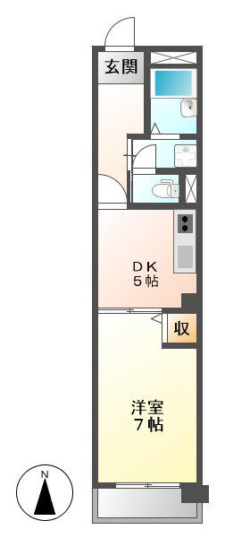 アーバンライフ金山II(1DK/7階)の間取り写真
