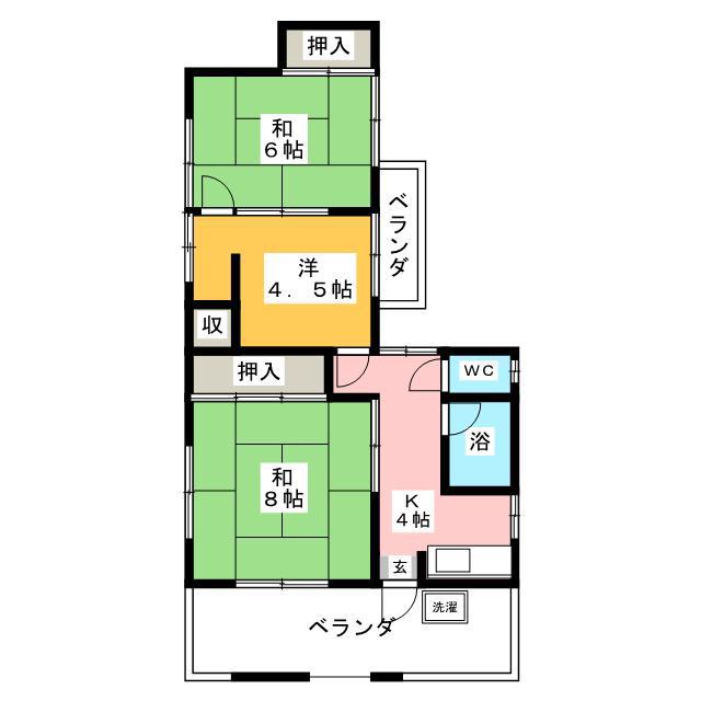 北村アパート(3K/2階)の間取り写真