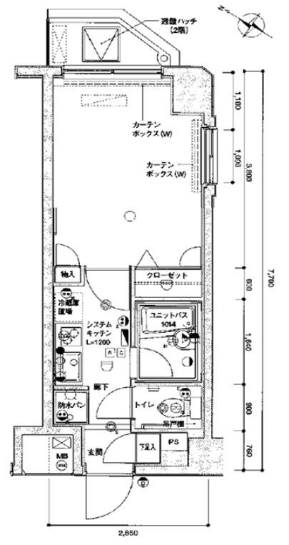 ブライズ音羽(1K/5階)の間取り写真